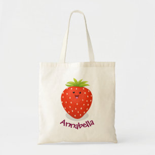 Bolsa Tote Imagem de desenhos animados de morango kawaii