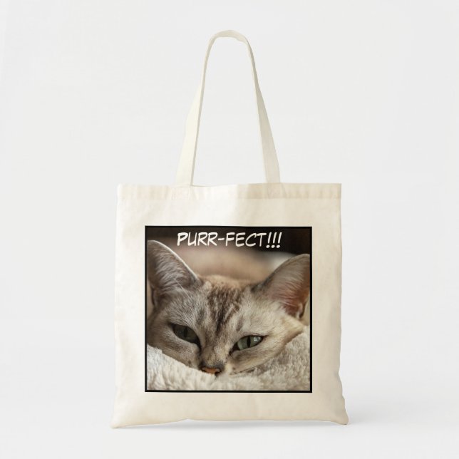 Bolsa Tote Imagem de Gato de Fecho Adorável (Frente)