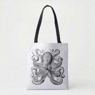 Bolsa Tote Imagem de polvo Negro por Ernst Haeckel