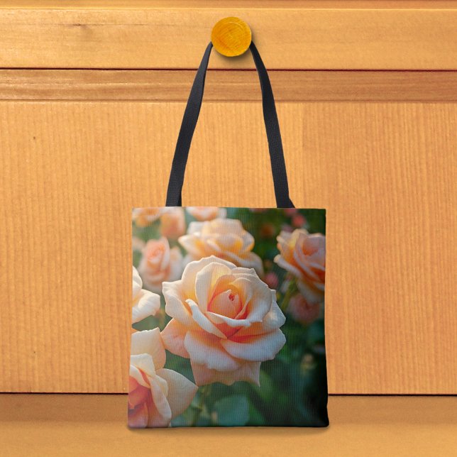 Bolsa Tote Imagem de Rosas Pêssego Nº 2 (Tote bag with peach roses)