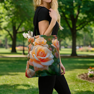 Bolsa Tote Imagem de Rosas Pêssego Nº 2