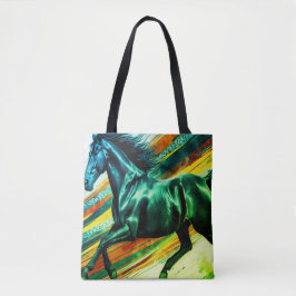 Bolsa Tote Imagem de um Garanhão Galopante em Saco de Compras