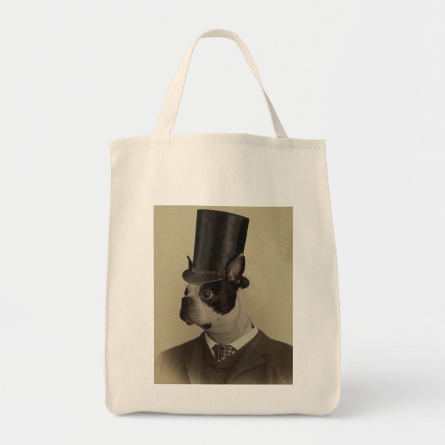 Bolsa Tote Imagem de um terrier Dapper de Boston (Frente)