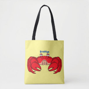 Bolsa Tote Imagem do desenho animado de caranguejo vermelho-b