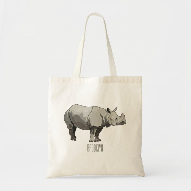 Bolsa Tote Imagem do desenho animado de Javan rhinoceros (Frente)
