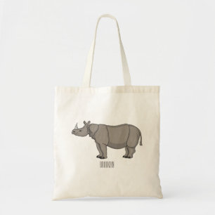 Bolsa Tote Imagem do desenho animado de Javan rhinoceros