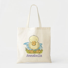 Bolsa Tote Imagem do desenho animado do pato amarelo-branco