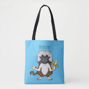 Bolsa Tote Imagem do desenho do macaco Cotton Top Tamarin