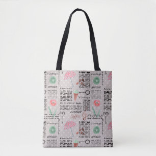 Bolsa Tote Imagem do jornal bolinhas na moda retro