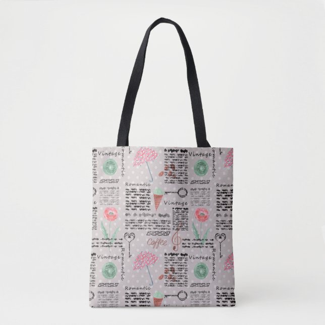 Bolsa Tote Imagem do jornal bolinhas na moda retro (Frente)