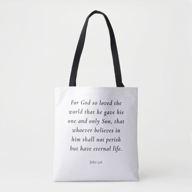 Bolsa Tote Imagem do versículo bíblico João 3:16 (Frente)
