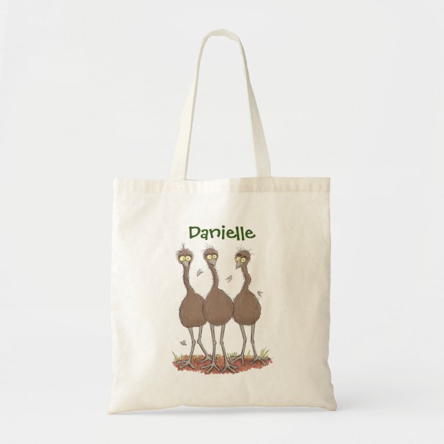 Bolsa Tote Imagem engraçada de desenho animado de emus outbac (Frente)