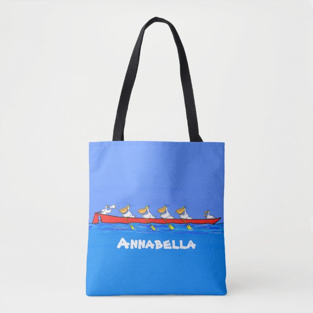 Bolsa Tote Imagem engraçada de desenhos animados pelicanos (Frente)