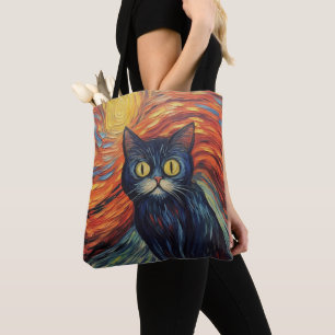 Bolsa Tote Imagem engraçada de gato preto por Edvard Munch in