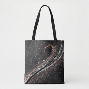 Bolsa Tote Imagem Moderna de Glitter Preto