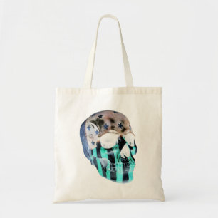 Bolsa Tote Imagem negativa estranha de um crânio pintado