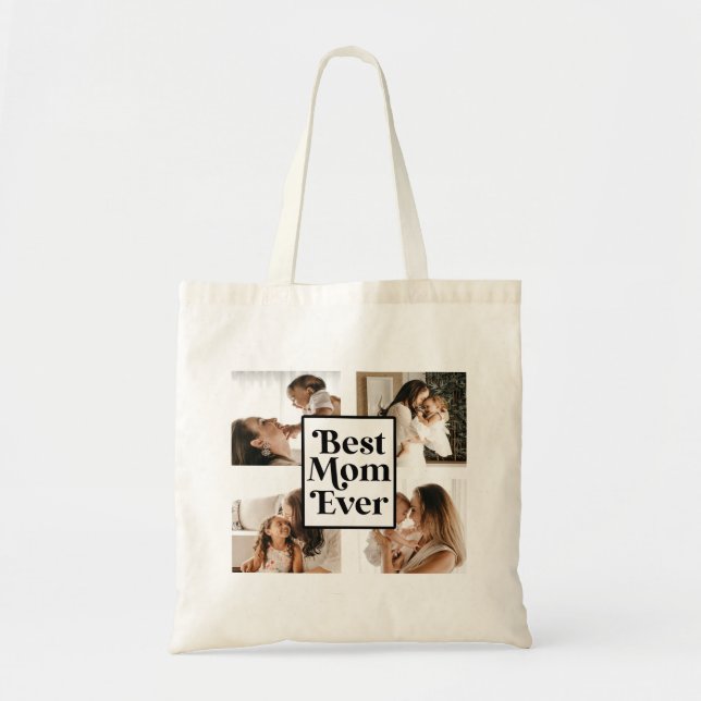 Bolsa Tote Imagem Personalizada da Melhor Mãe Branca Negra (Frente)