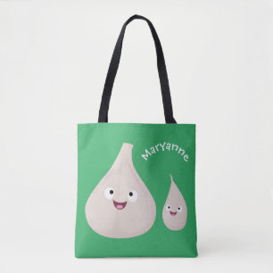 Bolsa Tote Imagem vegetal do desenho animado de alho cúprico