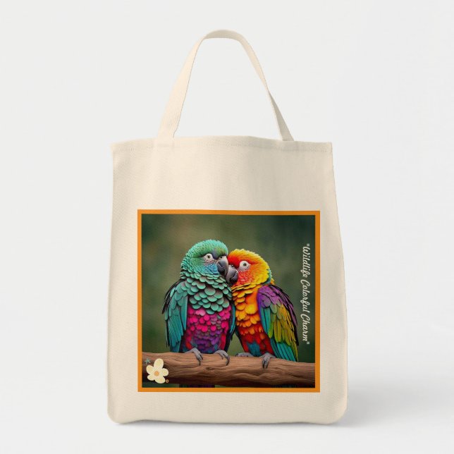 Bolsa Tote "Imagens do Papagaio Incrível" (Frente)