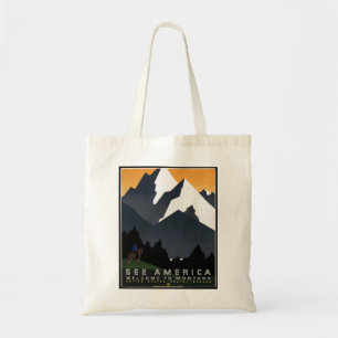 Bolsa Tote Imagens Vintage Implantadas na Paisagem Montana