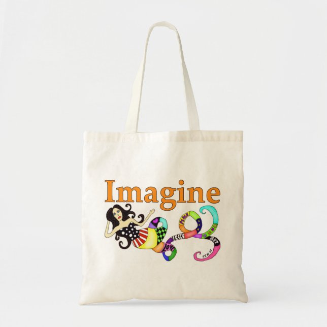 Bolsa Tote Imagine a sacola da sereia (Frente)