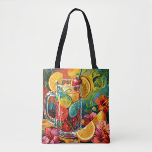 Bolsa Tote Impasto de pintura a óleo de coquetel de verão tro