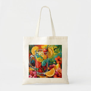 Bolsa Tote Impasto de pintura a óleo de coquetel de verão tro