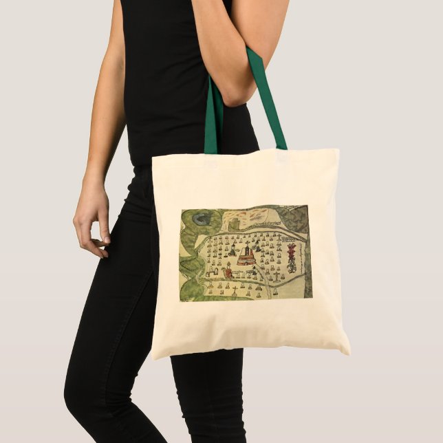 Bolsa Tote Império Asteca de Montezuma, Mapa Antigo do Mundo, (Frente (produto))