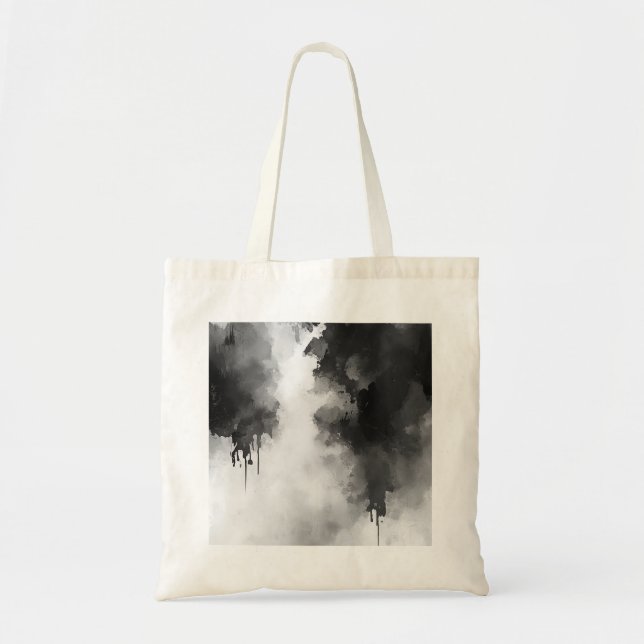 Bolsa Tote Impressão 3, branco e preto, de aquarela (Frente)