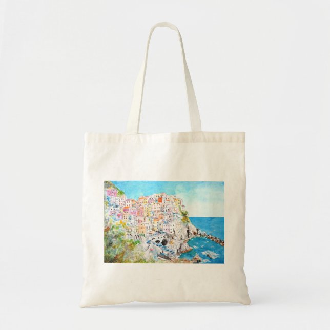 Bolsa Tote Impressão a aquarela de Cinque Terre (Frente)