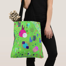 Bolsa Tote Impressão Abstrata Verde Lima