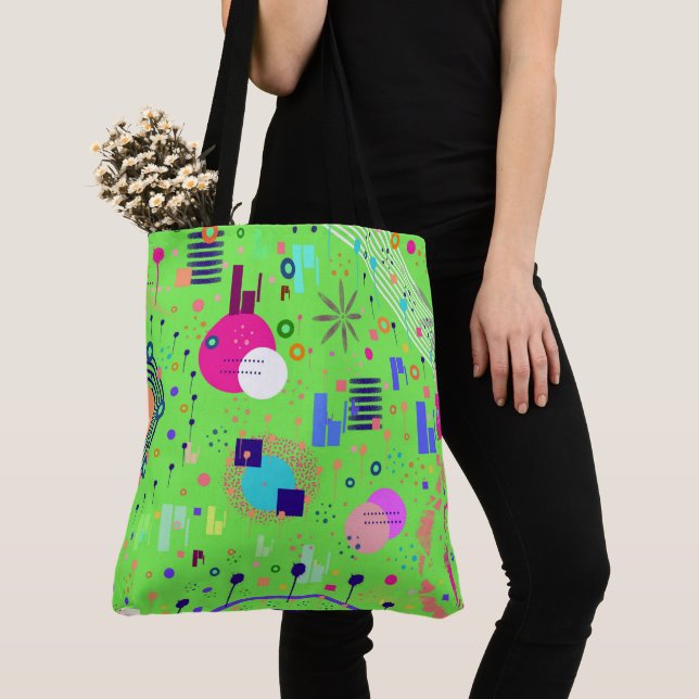 Bolsa Tote Impressão Abstrata Verde Lima (Close Up)