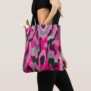 Bolsa Tote Impressão Abstrato a rosa e preto