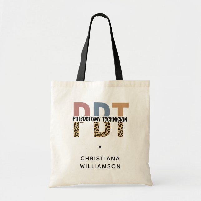 Bolsa Tote Impressão alfanumérica PBT Phlebotomy do Técnico L (Frente)
