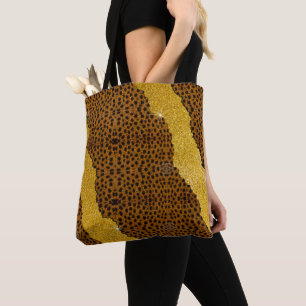 Bolsa Tote Impressão Animal Bonito De Couro Chita Com Brilho