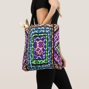 Bolsa Tote Impressão Animal Girafa Arco-Íris Geométrico Color