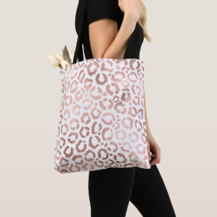 Bolsa Tote Impressão Animal Leopard Cheetah, Rosa Chic