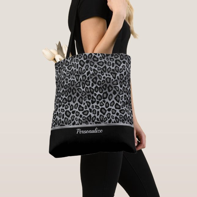 Bolsa Tote Impressão Animal Leopardo cinza (Close Up)