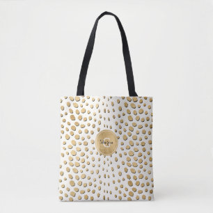Bolsa Tote Impressão Animal Personalizada Monograma Dourado