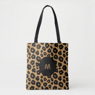 Bolsa Tote IMPRESSÃO ANIMAL selvagem do leopardo + monograma