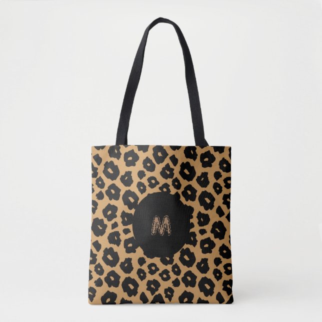 Bolsa Tote IMPRESSÃO ANIMAL selvagem do leopardo + monograma