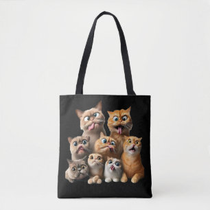 Bolsa Tote impressão artística de gato engraçado