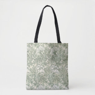 Bolsa Tote Impressão artística floral Tulipa Verde de William
