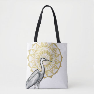 Bolsa Tote Impressão assimétrico da mandala da garça-real