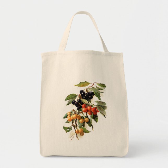 Bolsa Tote Impressão Botânica de Cerejas (Frente)