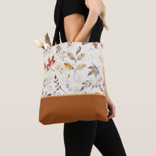 Bolsa Tote Impressão Botânica de Folhas de Outono Aconchegant