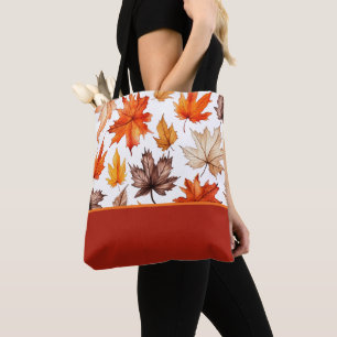Bolsa Tote Impressão Botânica de Folhas de Outono Brilhantes