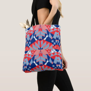 Bolsa Tote impressão branco e azul vermelho nº 1