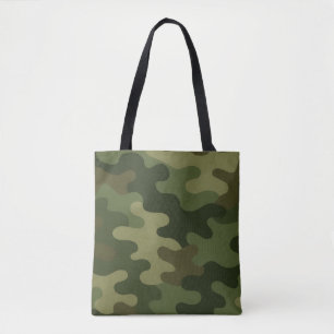Bolsa Tote Impressão Clássica Camo Tons Terrosos Verde e Marr