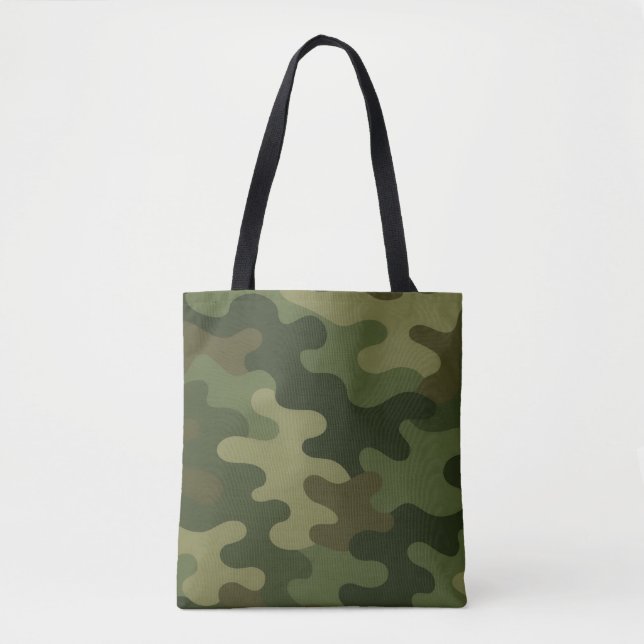 Bolsa Tote Impressão Clássica Camo Tons Terrosos Verde e Marr (Frente)